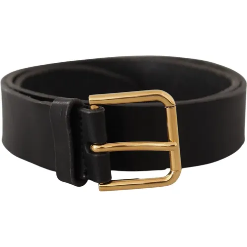 Belts, male, , Size: 95 CM Elegant Leather Belt with Metal Buckle - Dolce & Gabbana - Modalova