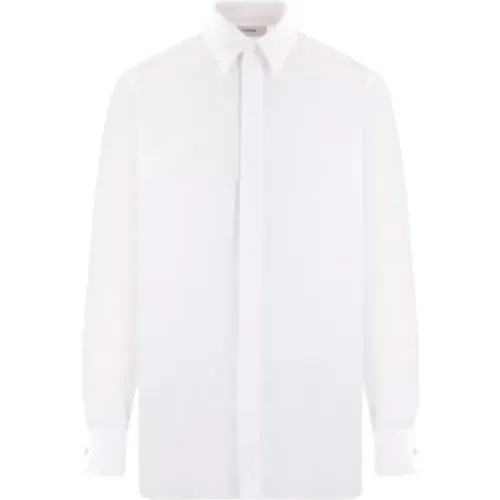 Weißes Baumwollpopeline-Hemd mit Spitzem Kragen und Knopfverschluss , Herren, Größe: 2XL - Lardini - Modalova