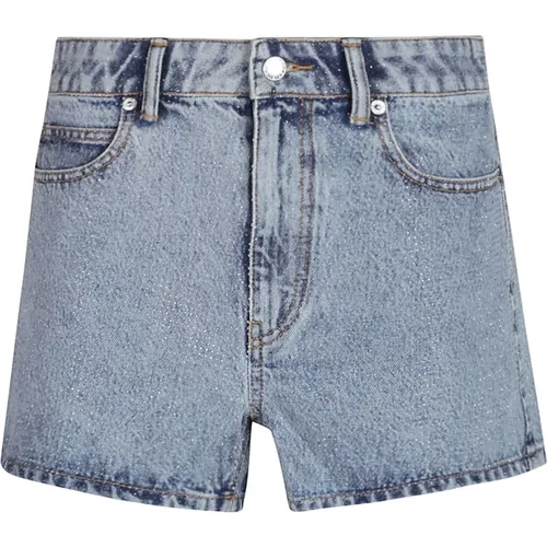 Denim Shorts, female, , Size: W26 Clear Bead Hotfix Shorts - alexander wang - Modalova