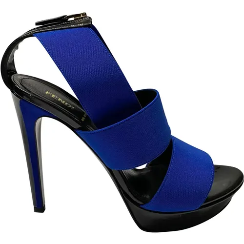 Strap Heeled Sandals in Royal , female, Sizes: 6 1/2 UK - Fendi - Modalova