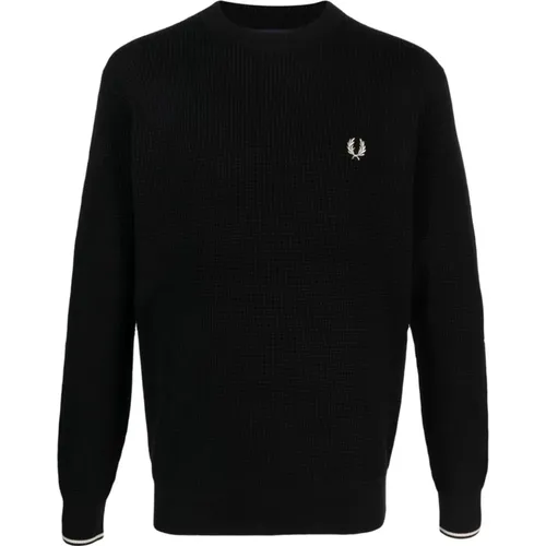 Sweatshirts, male, , Size: S Logo Cotton Crewneck Jumper - Fred Perry - Modalova