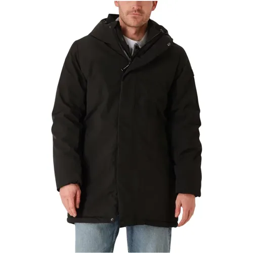 Schwarze Regular Fit Parka Jacke , Herren, Größe: L - Pure Path - Modalova