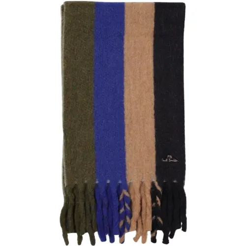 Winter Scarves, male, , Size: ONE SIZE Striped Alpaca Scarf with Fringe - Paul Smith - Modalova