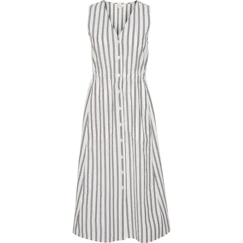 Feminine Striped Dress Dark Navy , female, Sizes: XL, 2XL, L, M, 3XL, XS, S - Part Two - Modalova