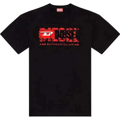 T-shirt with layered logos , male, Sizes: XL - Diesel - Modalova