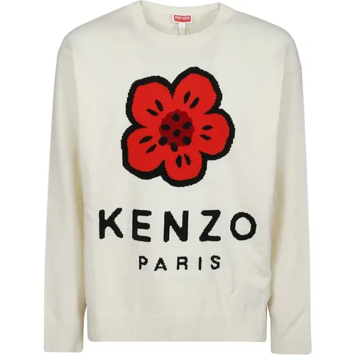 Round-neck Knitwear, male, , Size: M Floral Sweater for Women - Kenzo - Modalova