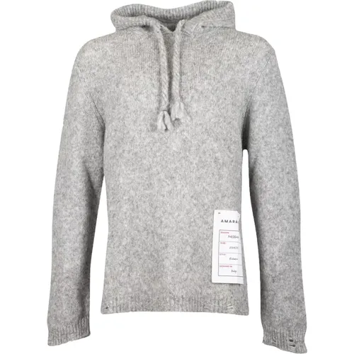 AMARÁNTO, Hoodies, male, , Size: 2XL Grey Hooded Sweater Alpaca Wool Blend - Amaránto - Modalova