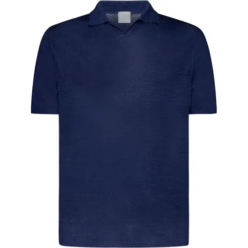 Leinen Polo Shirt Marineblau , Herren, Größe: 2XL - 120% lino - Modalova