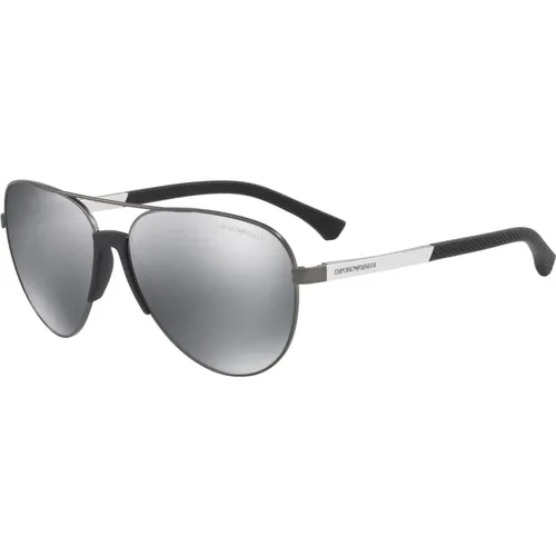 EA 2059 Sunglasses in Ruthenium/Grey Silver , male, Sizes: 61 MM - Emporio Armani - Modalova