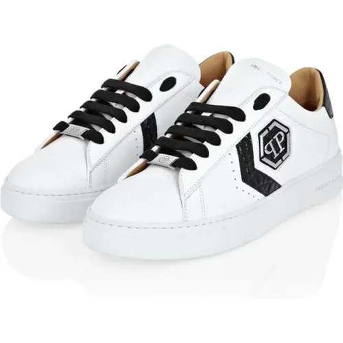 Sneakers, male, , Size: 7 US Hexagon Low-Top Leather Sneakers - Philipp Plein - Modalova