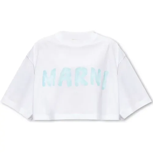 Gekürztes T-Shirt mit Logo Marni - Marni - Modalova