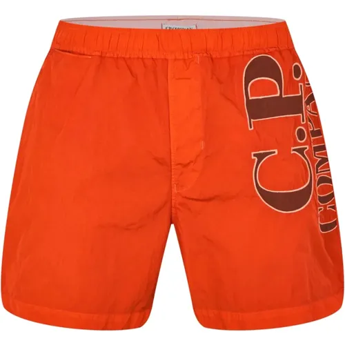 Beachwear, male, , Size: L Eco-Chrome R Logo Swim Shorts - C.P. Company - Modalova