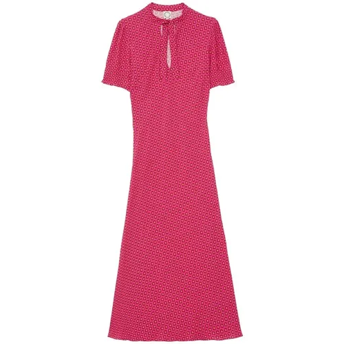 Rosa Print Kleid mit Tropfenkragen , Damen, Größe: S - Ines De La Fressange Paris - Modalova