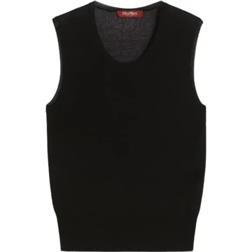 Round-neck Knitwear, female, , Size: L Sleeveless Ribbed Sweater Top - Max Mara - Modalova