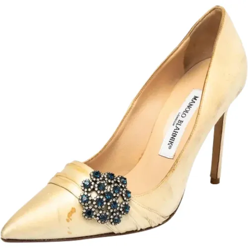 Pre-owned Pumps, female, , Size: 7 US Pre-owned Satin heels - Manolo Blahnik Pre-owned - Modalova