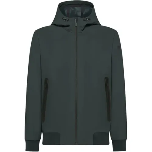 Blaue Jacke mit Reißverschluss und Elastischen Bündchen , Herren, Größe: XL - RRD - Modalova