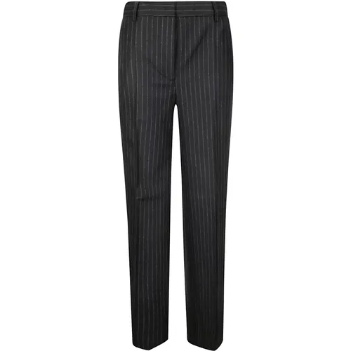 Straight Trousers, female, , Size: 2XS Pinstripe Straight Leg Trousers - Alberto Biani - Modalova