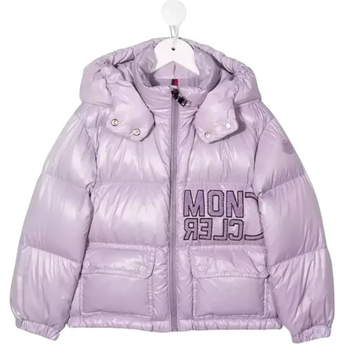 Lila Steppjacke mit Logo Moncler - Moncler - Modalova