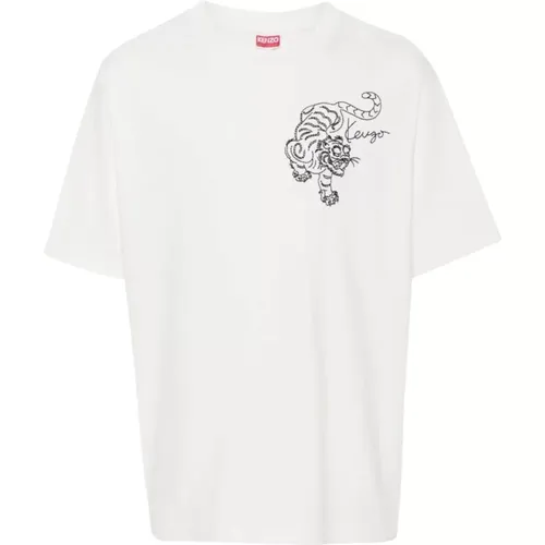 Stern Tiger Bestickt Oversize T-shirt , Herren, Größe: M - Kenzo - Modalova