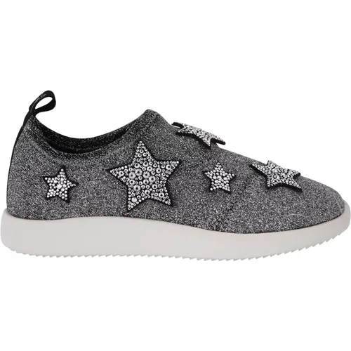 Women slipon sneakers shoes in fabric with stars and str , female, Sizes: 3 UK, 6 UK - giuseppe zanotti - Modalova