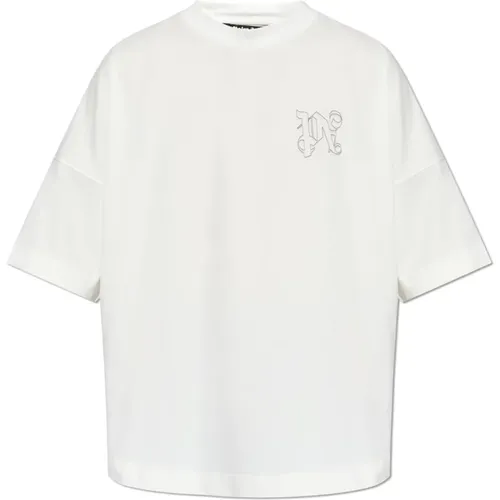 T-Shirt mit gesticktem Logo , Herren, Größe: M - Palm Angels - Modalova