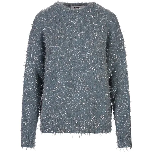 Blauer Wollmischung Crew-Neck Sweater , Damen, Größe: M - MSGM - Modalova