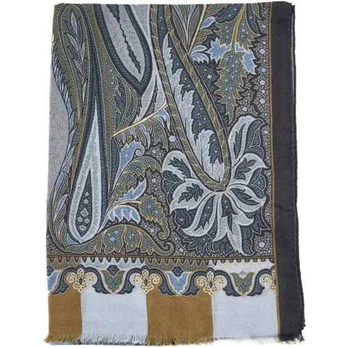 Winter Scarves, male, , Size: ONE SIZE Floral Paisley Striped Fringed Scarf - ETRO - Modalova