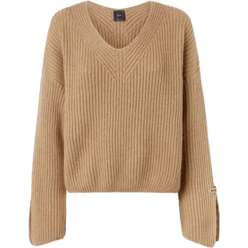 V-neck Knitwear, female, , Size: S Soft Mohair V-Neck Sweater - pinko - Modalova