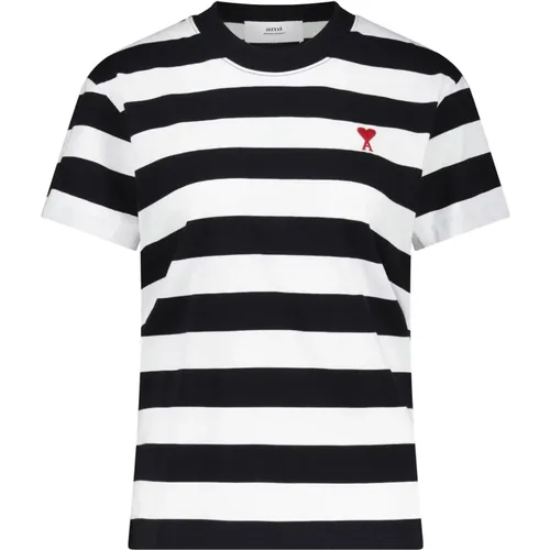 Gestreiftes T-Shirt Design Portugal , Herren, Größe: XS - Ami Paris - Modalova