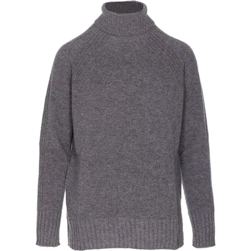 Turtlenecks, female, , Size: M Grey Lurex Knit Top - Twinset - Modalova
