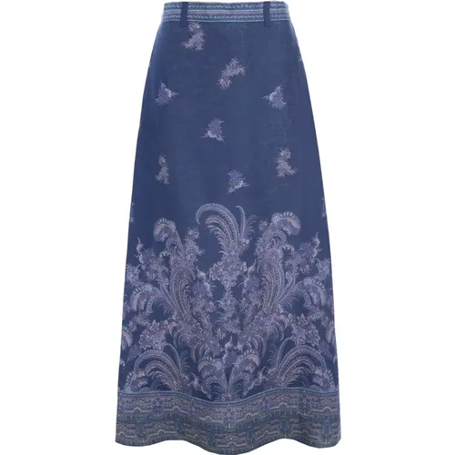 Paisley Border Print Linen Skirt , Damen, Größe: M - Dea Kudibal - Modalova