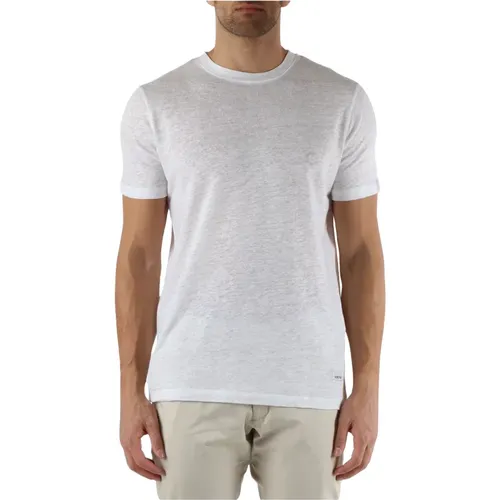 Leinen T-Shirt mit Logo-Patch , Herren, Größe: L - Distretto12 - Modalova