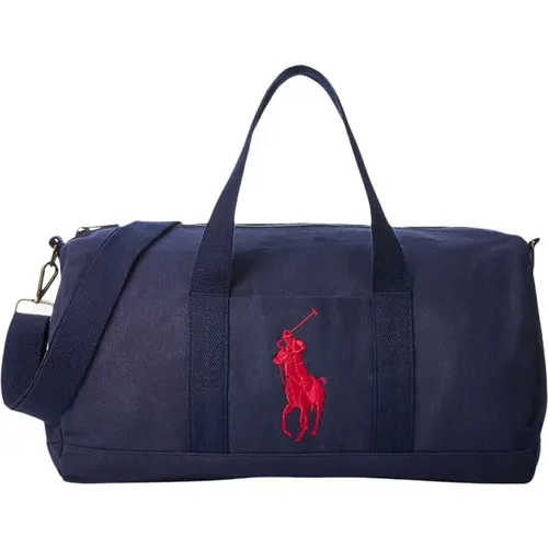 Navy Duffel Bag with Red Big Pony , unisex, Sizes: ONE SIZE - Ralph Lauren - Modalova