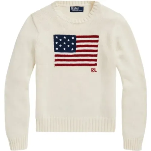 Baumwollpullover mit amerikanischer Flagge , Damen, Größe: L - Polo Ralph Lauren - Modalova