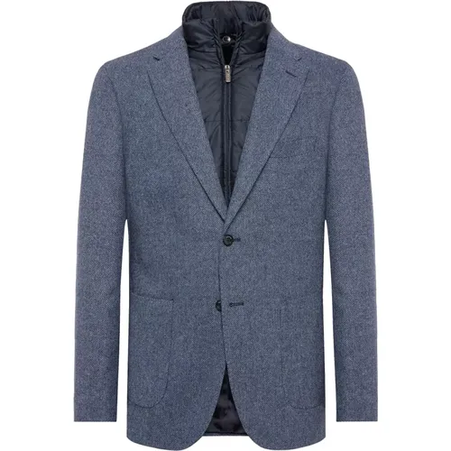 Micro Fancy Wool Blazer mit abnehmbarem Latz,Micro Fancy Wool Abnehmbarer Bib-Blazer - Boggi Milano - Modalova