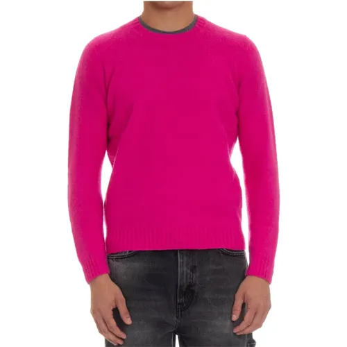 Round-neck Knitwear, male, , Size: M Soft Fuchsia Wool Sweater - Drumohr - Modalova