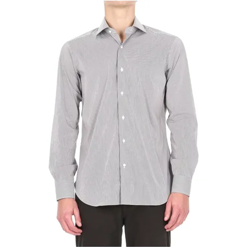Casual Shirts, male, , Size: 2XL Camicia bacchettata in popeline stretch linea Milano - Barba - Modalova