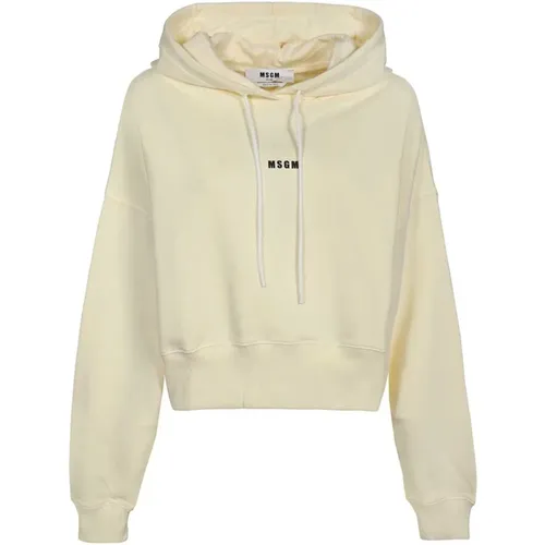 Baumwoll-Hoodie mit Logo-Print , Damen, Größe: M - MSGM - Modalova