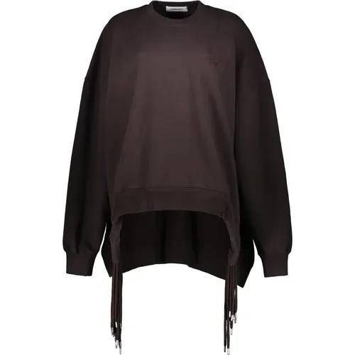 Gerippter Kragen Baumwoll-Sweatshirt mit asymmetrischem Saum - AMBUSH - Modalova