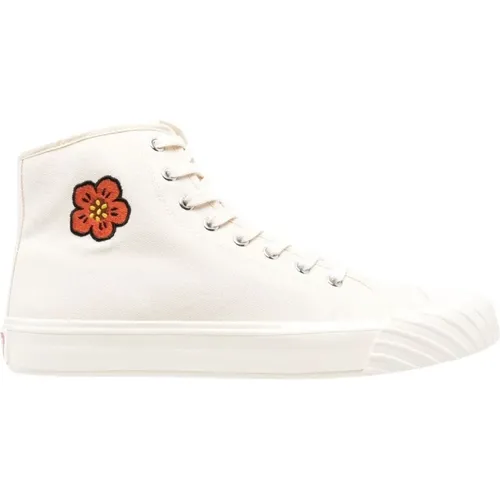 Weiße High-Top Sneakers aus Leinwand mit Boke Blumenmotiv , Herren, Größe: 42 EU - Kenzo - Modalova