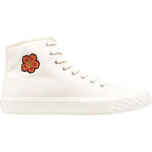 Weiße High-Top Sneakers aus Leinwand mit Boke Blumenmotiv - Kenzo - Modalova