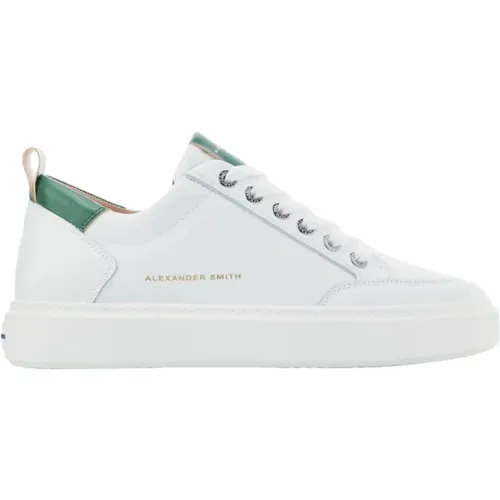 Luxury White Green Street Sneakers , male, Sizes: 7 UK, 10 UK, 6 UK, 9 UK, 8 UK - Alexander Smith - Modalova