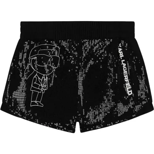 Schwarze Chiffon Kinder Shorts mit Pailletten - Karl Lagerfeld - Modalova