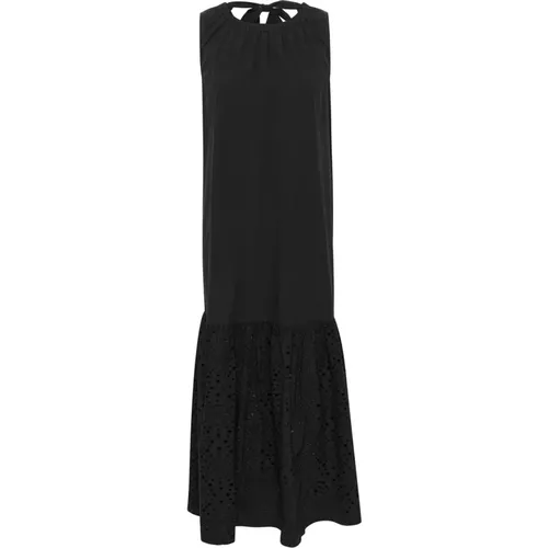 Schwarzes Kleid mit Broderie Anglaise Detail , Damen, Größe: 2XL - InWear - Modalova