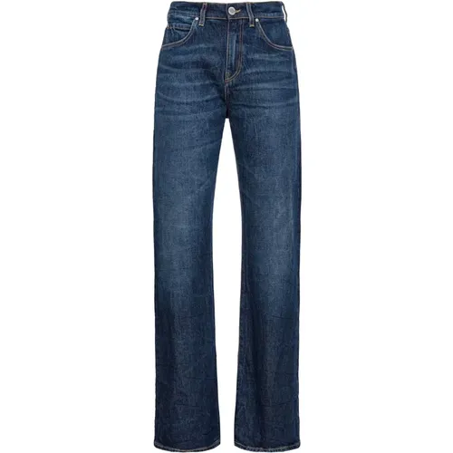 Wide Leg Blaue Baumwollmischung Jeans , Damen, Größe: W29 - pinko - Modalova