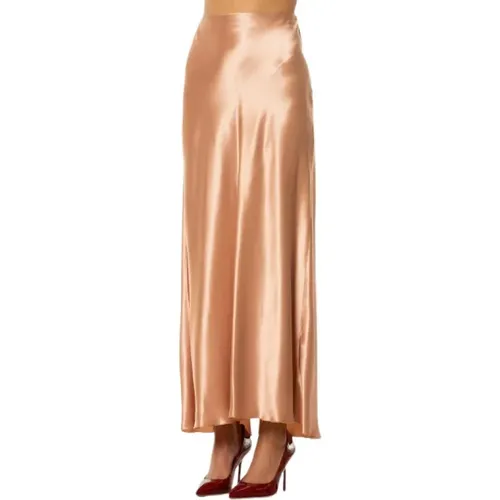 Kupfer Satin Midi Rock , Damen, Größe: M - Forte Forte - Modalova