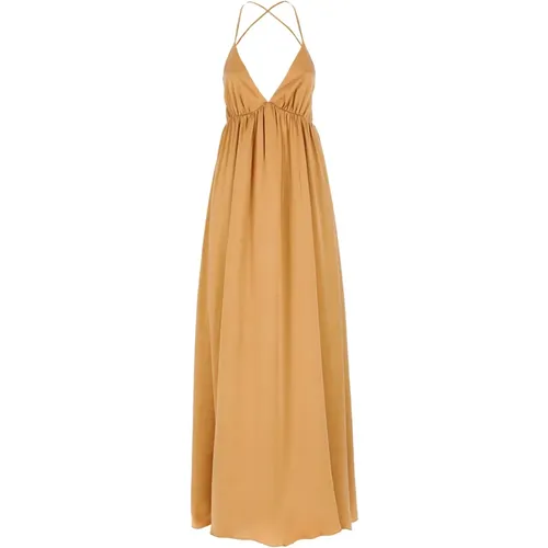 Gelbes Seidenkleid mit V-Ausschnitt , Damen, Größe: M - Zimmermann - Modalova