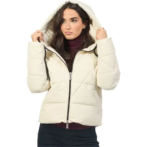 Weiße Gesteppte Kapuzenkurzjacke , Damen, Größe: XL - Richmond - Modalova