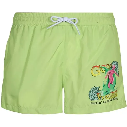 Beachwear, male, , Size: XL Printed Nylon Swim Shorts - Gcds - Modalova