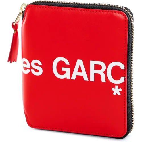 Rotes Lederportemonnaie mit Logo - Comme des Garçons - Modalova